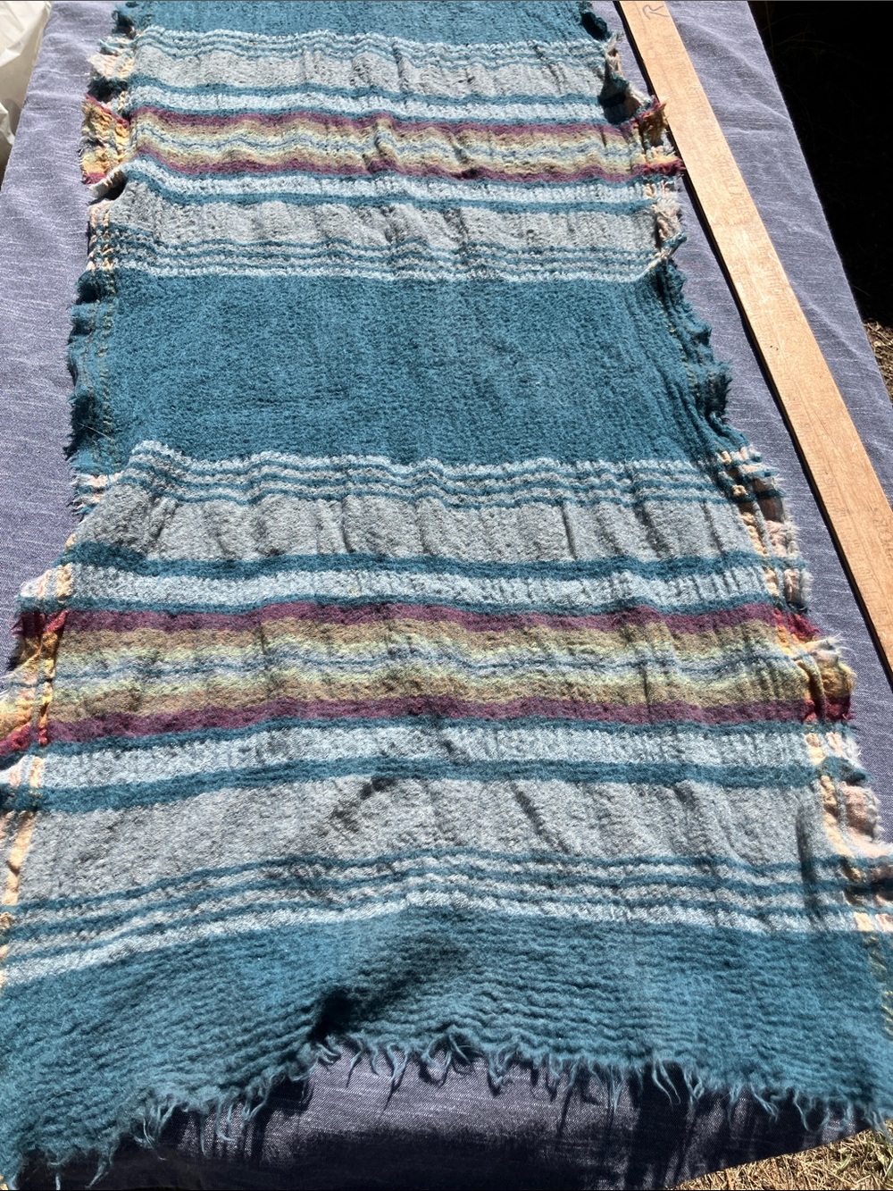 Pendleton woven shawl / wide scarf merino wool pastel striped